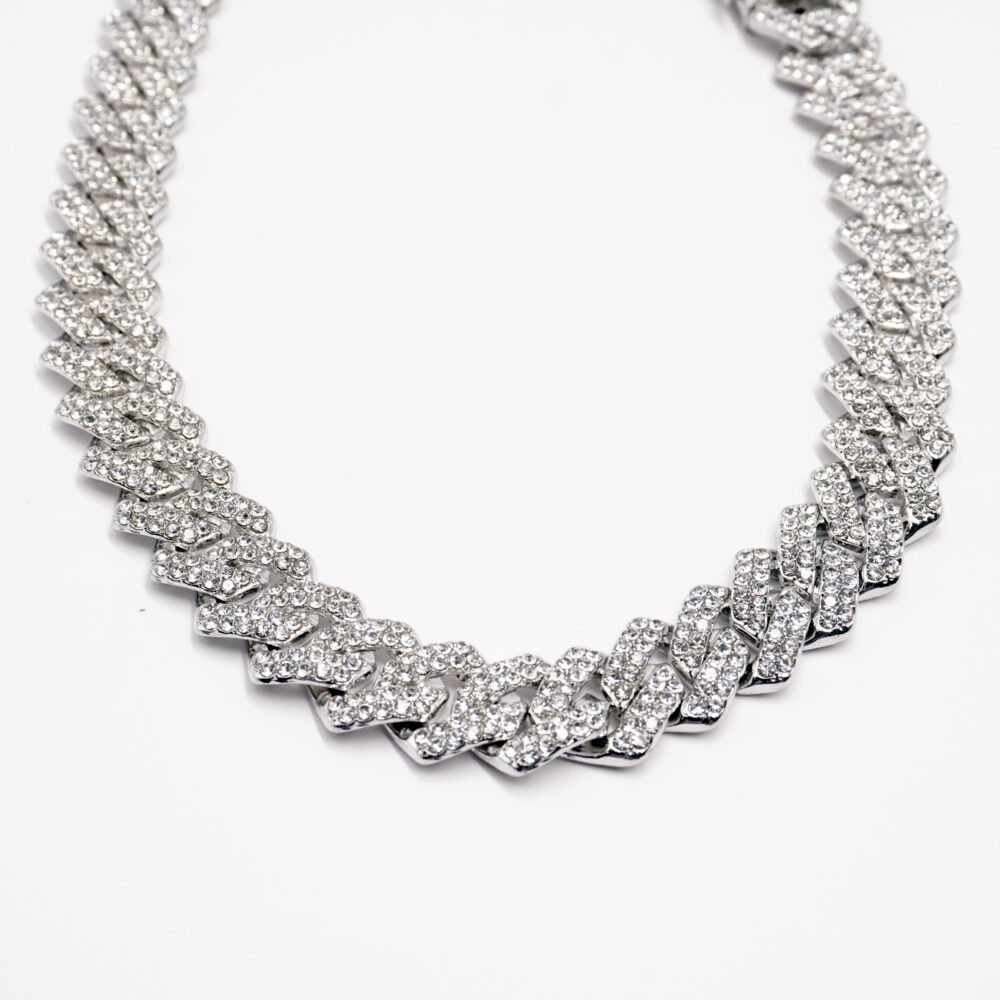 گردنبند فول نگین نقره ای