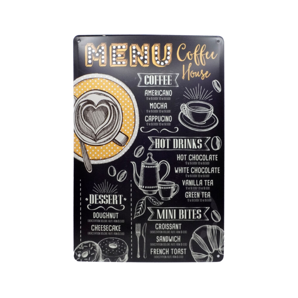 تابلو فلزی Menu coffee